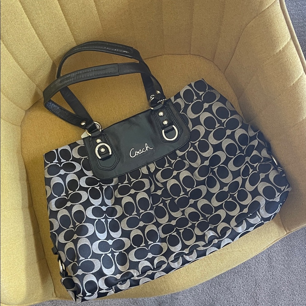 Coach Signature Black and Gray Tote